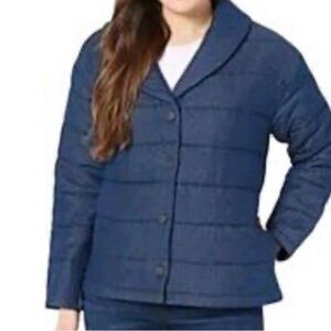 Isaac Mizrahi Live! True Denim Quilted Shawl Jacket Women's navy new 1x